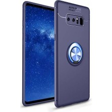 Kvy Samsung Galaxy Note 8 Yüzüklü Manyetik Ravel Kılıf Mavi