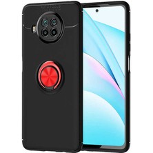 Kvy Xiaomi Mi 10T Lite Yüzüklü Manyetik Ravel Kılıf Nano Ekran Koruyucu Full Setsiyah Kırmızı
