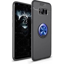Kvy Samsung Galaxy S8 Plus Yüzüklü Manyetik Ravel Kılıf Siyah Mavi