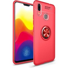 Kvy Huawei Y7 Prime 2019 Yüzüklü Manyetik Ravel Kılıf Kırmızı