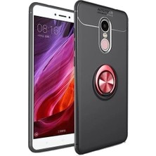 Kvy Xiaomi Redmi Note 4 Yüzüklü Manyetik Ravel Kılıf Siyah Kırmızı