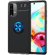 Kvy Xiaomi Redmi 9t Yüzüklü Manyetik Ravel Kılıf Nano Ekran Koruyucu Full Setsiyah Mavi