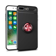 Kvy iPhone 7 Plus Yüzüklü Manyetik Ravel Kılıf Nano Ekran Koruyucu Full Setsiyah Kırmızı
