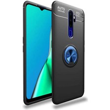 Kvy Oppo A5 2020 Yüzüklü Manyetik Ravel Kılıf Nano Ekran Koruyucu Full Setsiyah Mavi