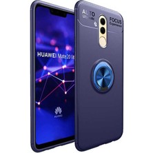 Kvy Huawei Mate 20 Lite Yüzüklü Manyetik Ravel Kılıf Mavi