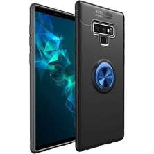 Kvy Samsung Galaxy Note 9 Yüzüklü Manyetik Ravel Kılıf Nano Ekran Koruyucu Full Setsiyah Mavi