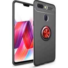 Kvy Xiaomi Mi 8 Lite Yüzüklü Manyetik Ravel Kılıf Nano Ekran Koruyucu Full Setsiyah Kırmızı