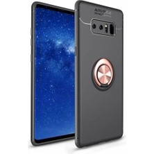 Kvy Samsung Galaxy Note 8 Yüzüklü Manyetik Ravel Kılıf Siyah Bronz