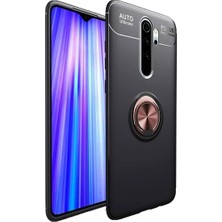 Kvy Xiaomi Redmi Note 8 Pro Yüzüklü Manyetik Ravel Kılıf Siyah Bronz