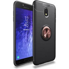 Kvy Samsung Galaxy  J7 Pro Yüzüklü Manyetik Ravel Kılıf Nano Ekran Koruyucu Full Setsiyah Bronz