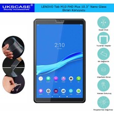 Ukscase Lenovo Tab M10 Fhd Plus TB-X606F 10.3" 360° Dönen Standlı Kılıf + Nano Cam Ekran Koruyucu - Kırmızı