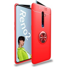 Kvy Oppo Reno2 Z Yüzüklü Manyetik Ravel Kılıf Kırmızı