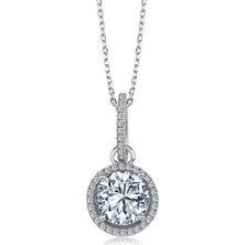 Mia Vento 3.00 Karat Oval Tektaş Gümüş Kolye
