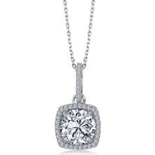 Mia Vento 3.00 Karat Kare Tektaş Gümüş Kolye