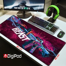 Digipod Gaming Mousepad Oyuncu Mouse Pad 90X40 Xxl Büyük Oyuncu Mousepad Kaymaz Taban Dikişli 4mm Kalınlık