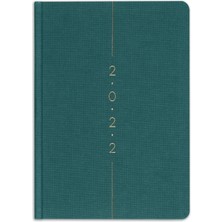 Matt Notebook 2022 Yılı A5 Keten Ajanda 12 Aylık Koyu Yeşil