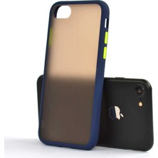 Zore Apple iPhone 7 Kılıf Zore Fri Mat Yüzey Renkli Kenar Kılıf - Lacivert