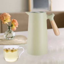 Prettyia Çift Duvarlı Kahve Carafe Yalıtımlı Vakum Şişesi 24 Saat Isı Tutma Kapaklı Ahşap Saplı 1l Su Isıtıcı Şişe - Yeşil (Yurt Dışından)