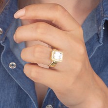 Miavi Silver 925 Ayar Gümüş Gurmet Kollu Baget Taşlı Yüzük