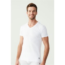 U.S. Polo Assn. 80194 Erkek 2'li Kısa Kol V Yaka Beyaz Atlet