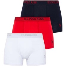 U.S. Polo Assn. 80097 Erkek 3'lü Boxer - Kırmızı&lacivert&beyaz