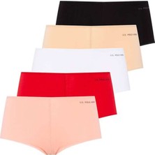 U.S. Polo Assn. 67004 Kadın 5'li Kıl Lastiklı Şort - Siyah&ten&beyaz&somon&kırmızı