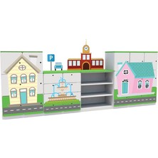 Woody Life Şehir Temalı Çocuk Odası Anaokulu Kreş Dolap Seti