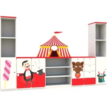 Woody Life Sirk Temalı Çocuk Odası Anaokulu Kreş Dolap Seti