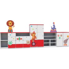 Woody Life Sirk Temalı Çocuk Odası Anaokulu Kreş Dolap Seti