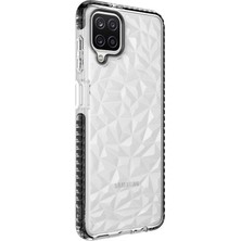 Kzy Samsung Galaxy A12 Kapak Prizma Darbe Emici Arkası Şeffaf Silikon Kılıf - Siyah