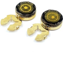 Kravatkolik Altın Renk Sarı Desen Geçmeli Kol Düğmesi GC63