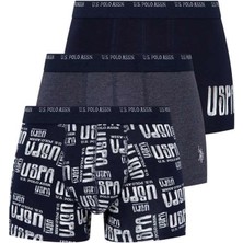 U.S. Polo Assn. 80338 Erkek 3'lü Boxer - Lacivert&lacivertmelanj&baskılı