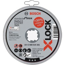 Bosch - X-Lock - 115*1,0MM Standard Seri Düz Inox (Paslanmaz Çelik) Kesme Diski (Taş) - Rapido 10'lu 2608619266