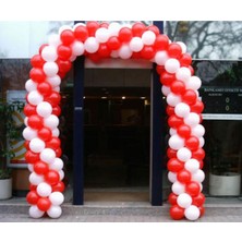 Bal10 Dünyası 100 Adet Metalik Kırmızı,beyaz Balon+ 5 mt Balon Zinciri