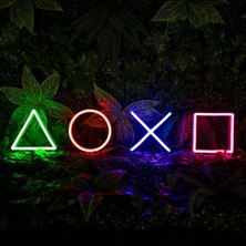 Dekoraven Playstation Şekilleri Neon LED Dekoratif Aydınlatma