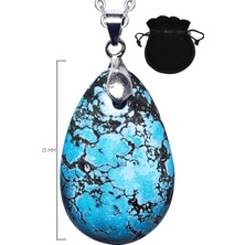 Tesbih Atölyesi Oval Kesim Turkuaz Firuze Taşı Kolye