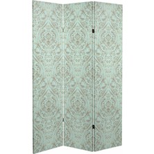 VeraStore Soyut 3 Kanatlı Oda Bölücü Çift Taraflı Kanvas Paravan