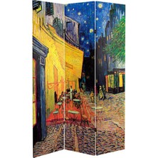 VeraStore Van Gogh 3 Kanatlı Oda Bölücü Çift Taraflı Kanvas Paravan