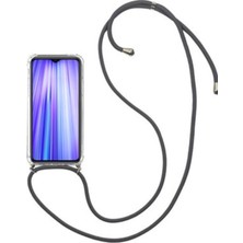 Tria Samsung Galaxy A21S Boyundan Askılı Ipli Şeffaf Darbe Emici Silikon Telefon Kılıfı Siyah Şeffaf - Siyah