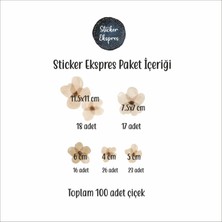Sticker Ekspres Açık Kahverengi Çiçekler Çiçek Duvar Sticker Seti