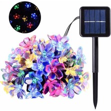 Schulzz Çiçek Motifli Güneş Enerjili Su Geçirmez 7 Metre 50 Adet Rgb Çok Renkli LED Solar Bahçe Işıldağı