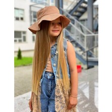 Quzucuk Kids Kız Çocuk Dantel Detaylı Şapkalı Kot Takım