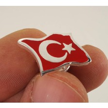 Osmanlı Gümüş Ayyıldız Türk Bayrağı Gümüş Rozet