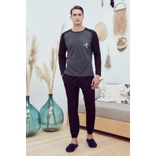 Eros 29094 Erkek Sıfır Yaka Uzun Kol Pijama Takım - Malkara