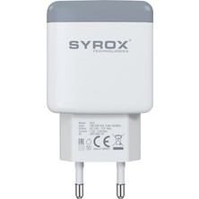 Syrox Q33 Hızlı USB Duvar Şarj Adaptörü (Başlık) 3.0A 18W - Beyaz