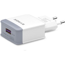 Syrox Q33 Hızlı USB Duvar Şarj Adaptörü (Başlık) 3.0A 18W - Beyaz