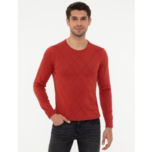 Pierre Cardin Erkek Kiremit Slim Fit Kazak 50248527-VR031