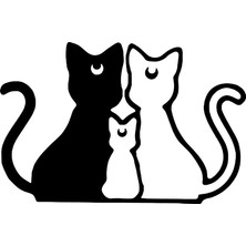 Stickrmarket | Kedi Ailesi | Araba Laptop Duvar Folyo Sticker 10 x 6 cm