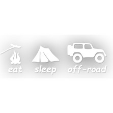 Sticker Usta | Eat Sleep Off-Road | Araba Laptop Duvar Folyo Sticker 10 x 3 cm