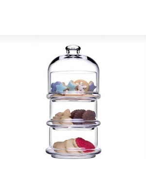 Paşabahçe 96815 Patisserie Üç Katlı Cam Kurabiyelik Büyük Boy
